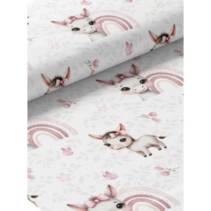  Tissu coton imprimé pour enfants Petite Anesse Rose- Certifié Oeko-Tex® Mercerie des Princesses