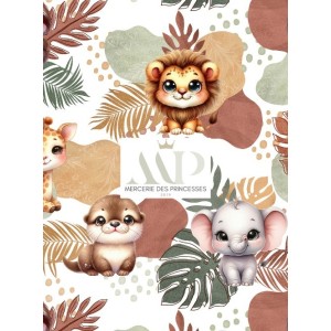  Tissu coton imprimé pour enfants Savane Safari  - Certifié Oeko-Tex® Mercerie des Princesses