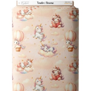 Tissu coton imprimé pour enfants Tendre Licorne- Certifié Oeko-Tex® Mercerie des Princesses