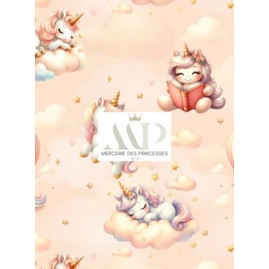  Tissu coton imprimé pour enfants Tendre Licorne- Certifié Oeko-Tex® Mercerie des Princesses