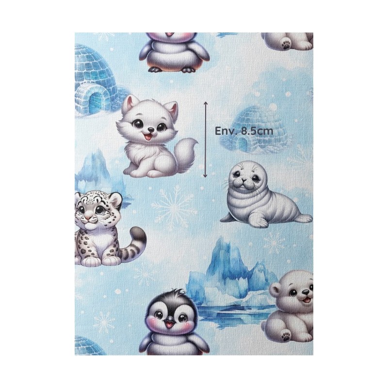 Tissu coton imprimé pour enfants Animaux De La Banquise - Certifié Oeko-Tex® Mercerie des Princesses