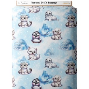  Tissu coton imprimé pour enfants Animaux De La Banquise - Certifié Oeko-Tex® Mercerie des Princesses