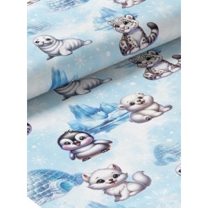 Tissu coton imprimé pour enfants Animaux De La Banquise - Certifié Oeko-Tex® Mercerie des Princesses