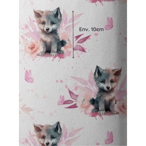  Tissu coton imprimé pour enfants Louveteau Rose - Certifié Oeko-Tex® Mercerie des Princesses