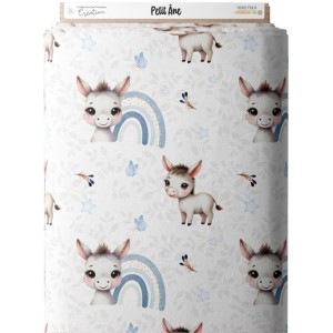 Tissu coton imprimé pour enfants Petit Ane Bleu - Certifié Oeko-Tex® Mercerie des Princesses