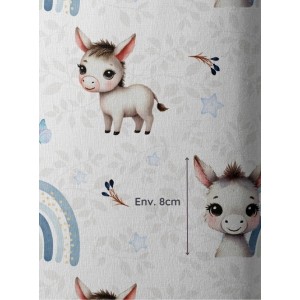  Tissu coton imprimé pour enfants Petit Ane Bleu - Certifié Oeko-Tex® Mercerie des Princesses