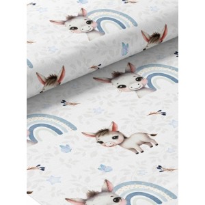  Tissu coton imprimé pour enfants Petit Ane Bleu - Certifié Oeko-Tex® Mercerie des Princesses