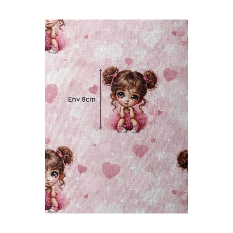 Tissu coton imprimé pour enfants Petite Danseuse Rose- Certifié Oeko-Tex® Mercerie des Princesses