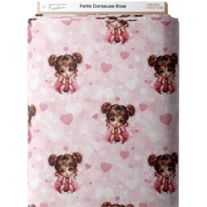  Tissu coton imprimé pour enfants Petite Danseuse Rose- Certifié Oeko-Tex® Mercerie des Princesses