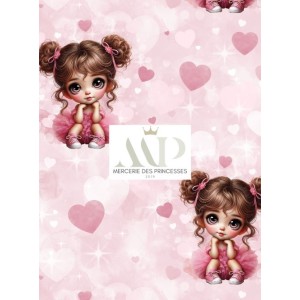  Tissu coton imprimé pour enfants Petite Danseuse Rose- Certifié Oeko-Tex® Mercerie des Princesses