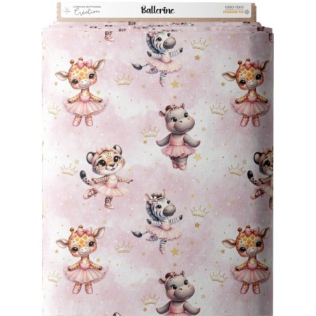 Tissu coton imprimé pour enfants Ballerine - Certifié Oeko-Tex® Mercerie des Princesses