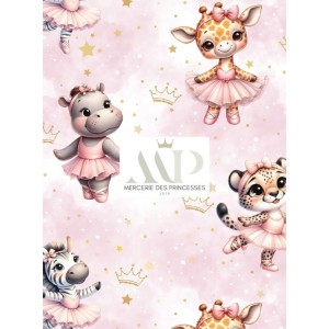  Tissu coton imprimé pour enfants Ballerine - Certifié Oeko-Tex® Mercerie des Princesses