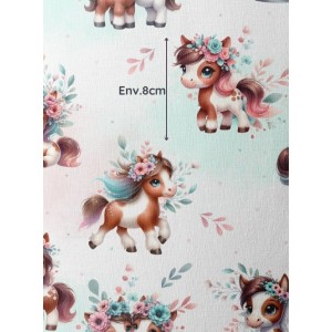 Tissu coton imprimé pour enfants Poney - Certifié Oeko-Tex® Mercerie des Princesses
