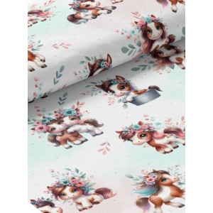  Tissu coton imprimé pour enfants Poney - Certifié Oeko-Tex® Mercerie des Princesses