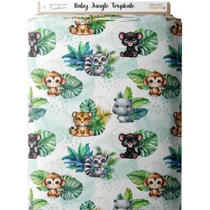 Tissu coton imprimé pour enfants Baby Jungle Tropicale - Certifié Oeko-Tex® Mercerie des Princesses