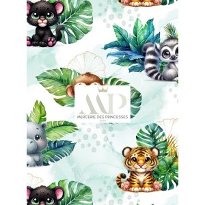  Tissu coton imprimé pour enfants Baby Jungle Tropicale - Certifié Oeko-Tex® Mercerie des Princesses