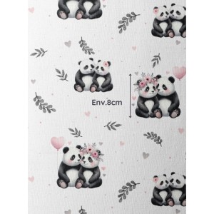  Tissu coton imprimé pour enfants Panda & Coeur - Certifié Oeko-Tex® Mercerie des Princesses