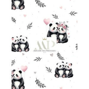  Tissu coton imprimé pour enfants Panda & Coeur - Certifié Oeko-Tex® Mercerie des Princesses