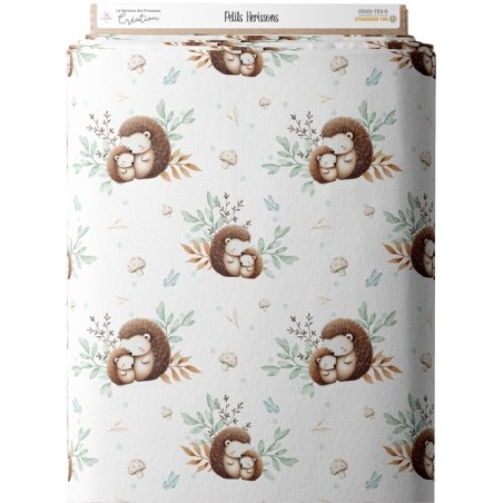 Tissu coton imprimé pour enfants Petits Hérissons- Certifié Oeko-Tex® Mercerie des Princesses