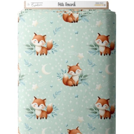 Tissu coton imprimé pour enfants Petits Renards- Certifié Oeko-Tex® Mercerie des Princesses