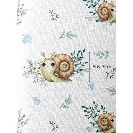 Tissu coton imprimé pour enfants Petits Escargots- Certifié Oeko-Tex® Mercerie des Princesses
