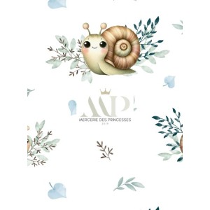  Tissu coton imprimé pour enfants Petits Escargots- Certifié Oeko-Tex® Mercerie des Princesses