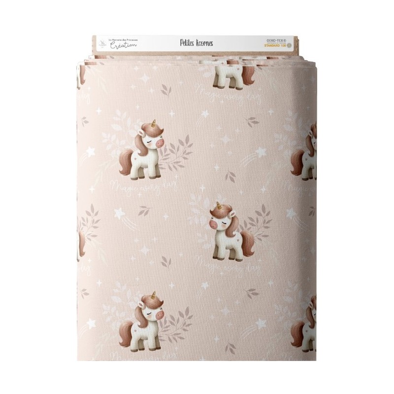 Tissu coton imprimé pour enfants Petits Licornes- Certifié Oeko-Tex® Mercerie des Princesses