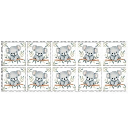 Coupon Lingettes Tendre Koala coton imprimé à réaliser soi-même  - Certifié Oeko-Tex®