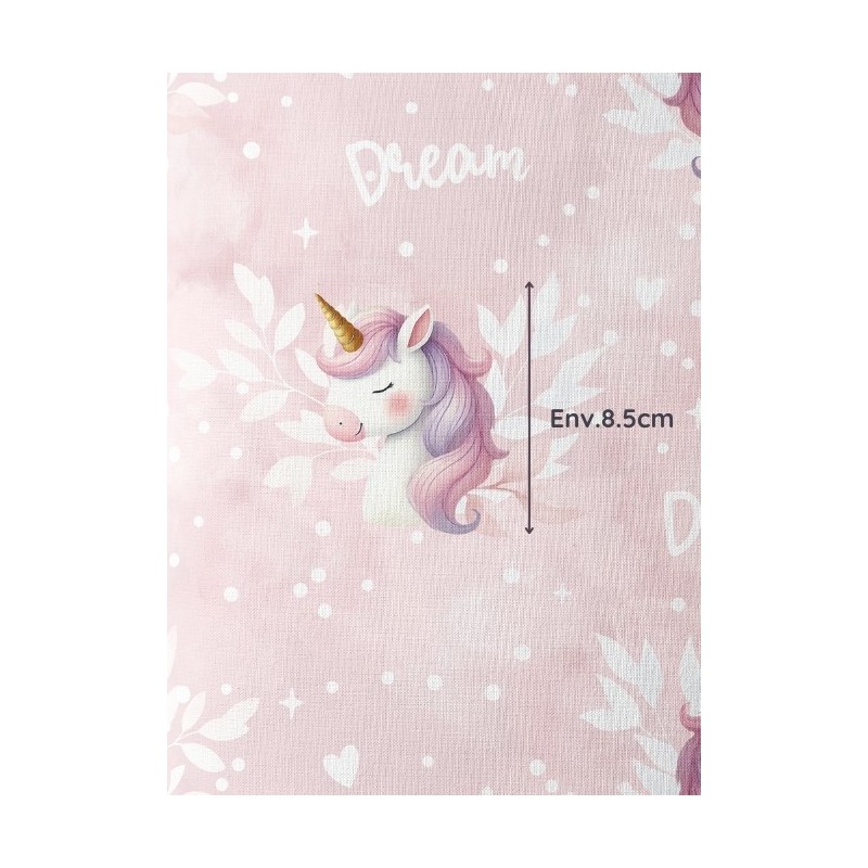 Tissu coton imprimé pour enfants Licorne Rose- Certifié Oeko-Tex® Mercerie des Princesses