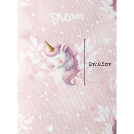 Tissu coton imprimé pour enfants Licorne Rose- Certifié Oeko-Tex® Mercerie des Princesses