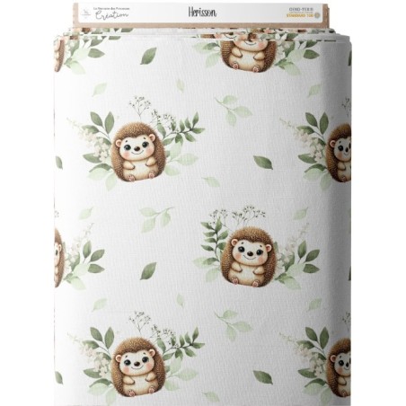 Tissu coton imprimé pour enfants Hérisson- Certifié Oeko-Tex® Mercerie des Princesses