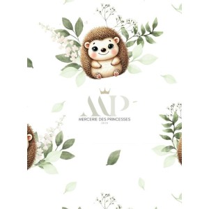  Tissu coton imprimé pour enfants Hérisson- Certifié Oeko-Tex® Mercerie des Princesses