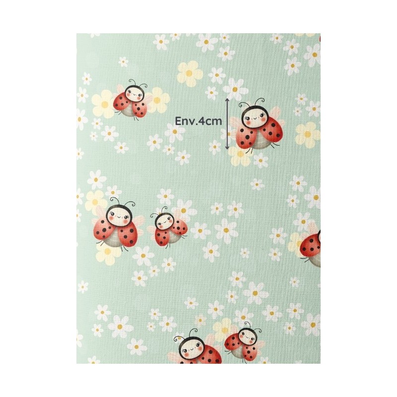 Tissu coton imprimé pour enfants Petites Coccinelles- Certifié Oeko-Tex® Mercerie des Princesses