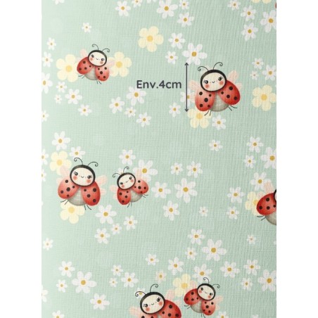 Tissu coton imprimé pour enfants Petites Coccinelles- Certifié Oeko-Tex® Mercerie des Princesses