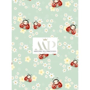  Tissu coton imprimé pour enfants Petites Coccinelles- Certifié Oeko-Tex® Mercerie des Princesses