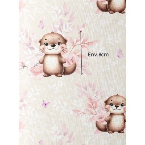  Tissu coton imprimé pour enfants Douces Petites Loutres- Certifié Oeko-Tex® Mercerie des Princesses