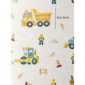 Tissu coton imprimé pour enfants Chantiers - Certifié Oeko-Tex® Mercerie des Princesses