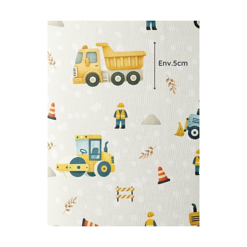 Tissu coton imprimé pour enfants Chantiers - Certifié Oeko-Tex® Mercerie des Princesses