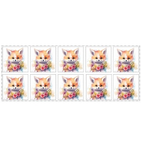 Coupon Lingettes Renard fleuri coton imprimé à réaliser soi-même  - Certifié Oeko-Tex®