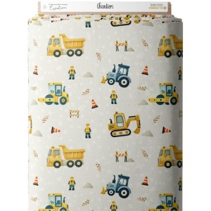  Tissu coton imprimé pour enfants Chantiers - Certifié Oeko-Tex® Mercerie des Princesses