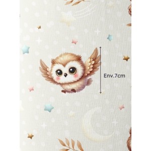 Tissu coton imprimé pour enfants Petites Chouettes- Certifié Oeko-Tex® Mercerie des Princesses