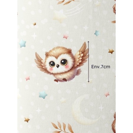 Tissu coton imprimé pour enfants Petites Chouettes- Certifié Oeko-Tex® Mercerie des Princesses