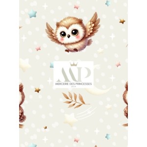  Tissu coton imprimé pour enfants Petites Chouettes- Certifié Oeko-Tex® Mercerie des Princesses