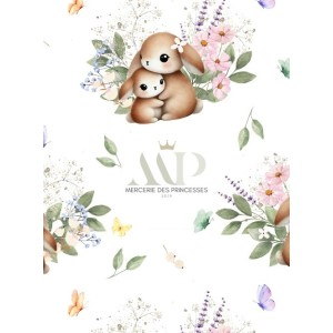  Tissu coton imprimé pour enfants Petits Lapins- Certifié Oeko-Tex® Mercerie des Princesses