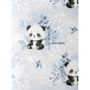  Tissu coton imprimé pour enfants Panda Bleu- Certifié Oeko-Tex® Mercerie des Princesses