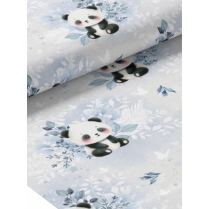  Tissu coton imprimé pour enfants Panda Bleu- Certifié Oeko-Tex® Mercerie des Princesses