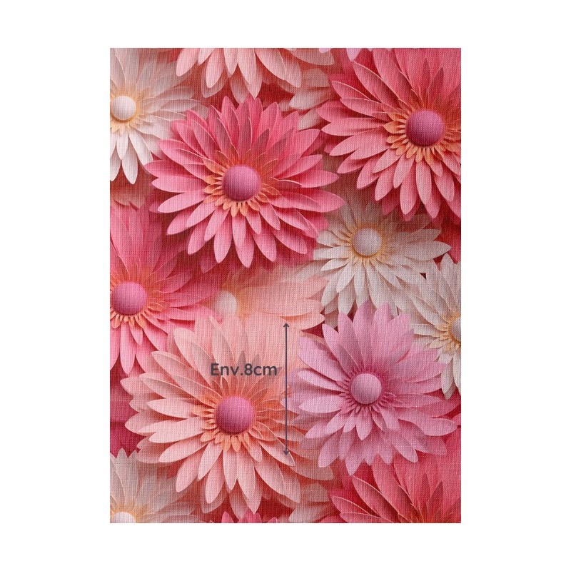 Tissu coton imprimé Fleurs Roses façon 3D - Certifié Oeko-Tex® Mercerie des Princesses