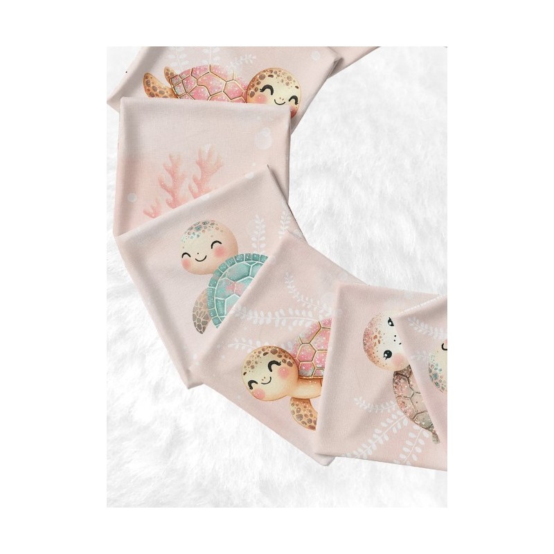 Coupons Lingettes Tortue Corail coton imprimé à réaliser soi-même  - Certifié Oeko-Tex®