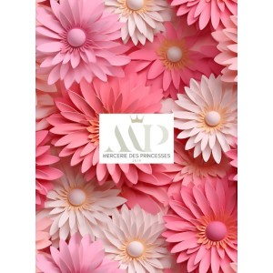  Tissu coton imprimé Fleurs Roses façon 3D - Certifié Oeko-Tex® Mercerie des Princesses