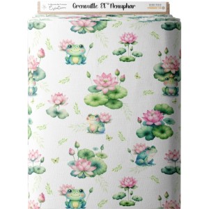 Tissu coton imprimé pour enfants Grenouille & Nénuphar  - Certifié Oeko-Tex® Mercerie des Princesses